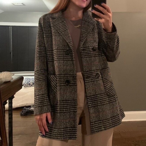 Classic Plaid Print Button Pockets Coat Jacket - Picture 4 of 12